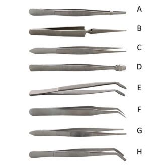 Pinza punta redondeada ancha, acero inox.