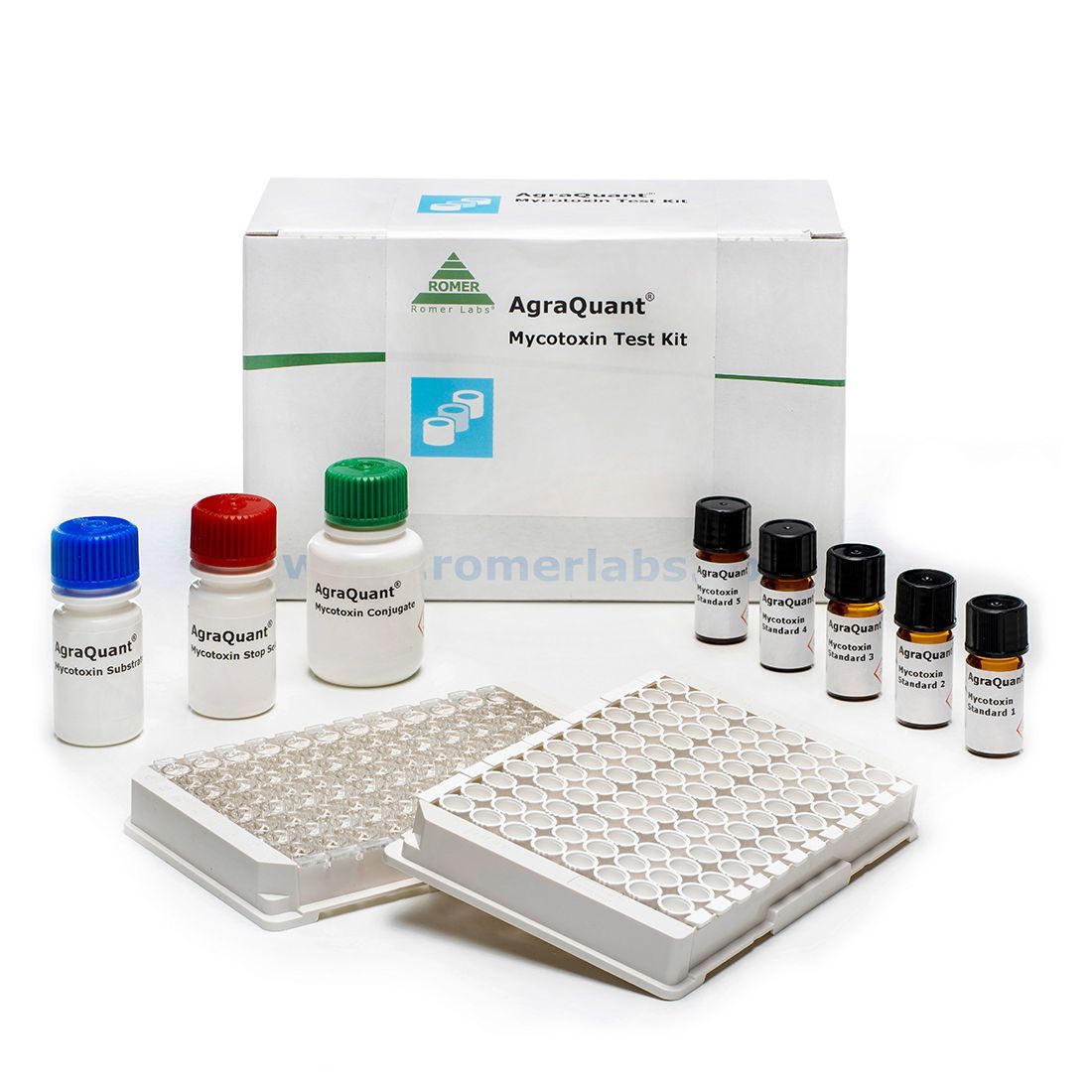 El ELISA AgraQuant® Aflatoxinas 1-20 ppb es un ensayo inmunoabsorbente ligado a enzimas ELISA diseñado para el análisis cuantitativo de las aflatoxinas B1