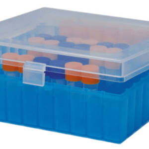 Caja de plástico congelable con tapa bisagra, (10 x 10), PP, natural/azul