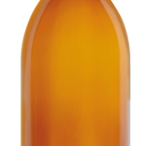 Frasco de vidrio boca estrecha, PP28, ámbar, 1000 ml