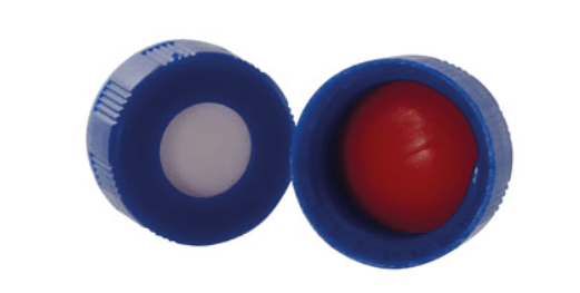 Tapón roscado para viales 9-425  con septum de silicona blanca/PTFE rojo