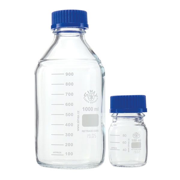 Frasco graduado con TapÃ³n de rosca de polipropileno azul y anillo antigoteo. Fabricado en vidrio borosilicato 3.3 de calidad superior. Conforme a ISO 4796. Para mÃ¡s informaciÃ³n contactar con Bioser en el 932264477