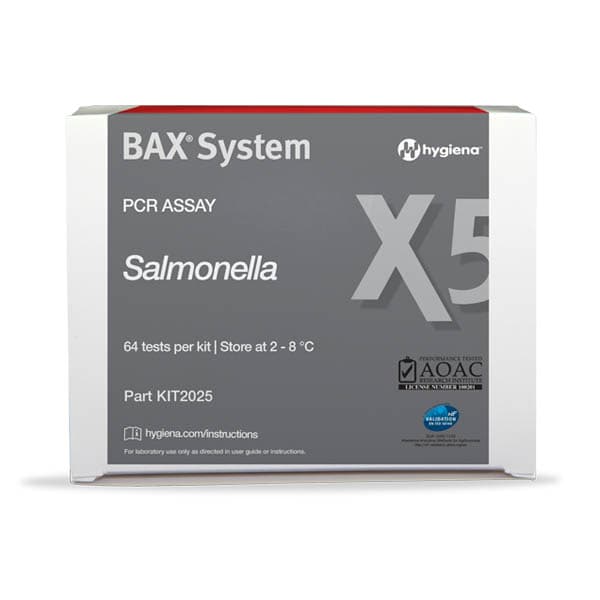 BAX System X5 Salmonella es un ensayo de PCR End Point para la detecciÃ³n de Salmonella spp en alimentos